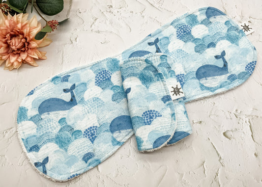 Waves of Whales Burp Cloths