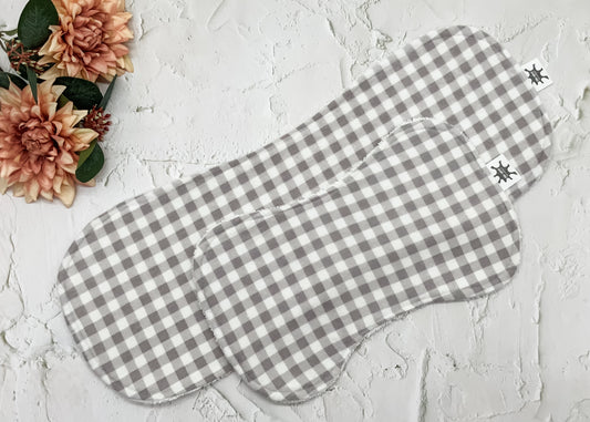 Dusk Grey Gingham Burp Cloths