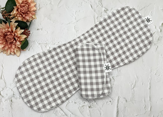 Dusk Grey Gingham Burp Cloths