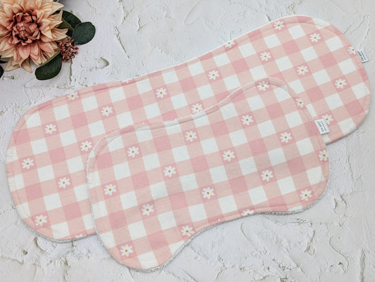 Blush Daisies & Gingham Burp Cloths