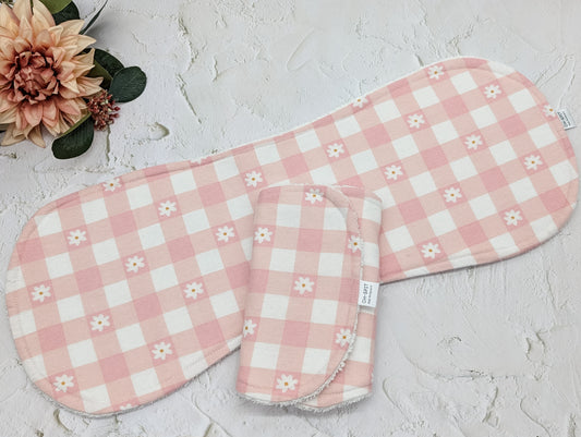 Blush Daisies & Gingham Burp Cloths